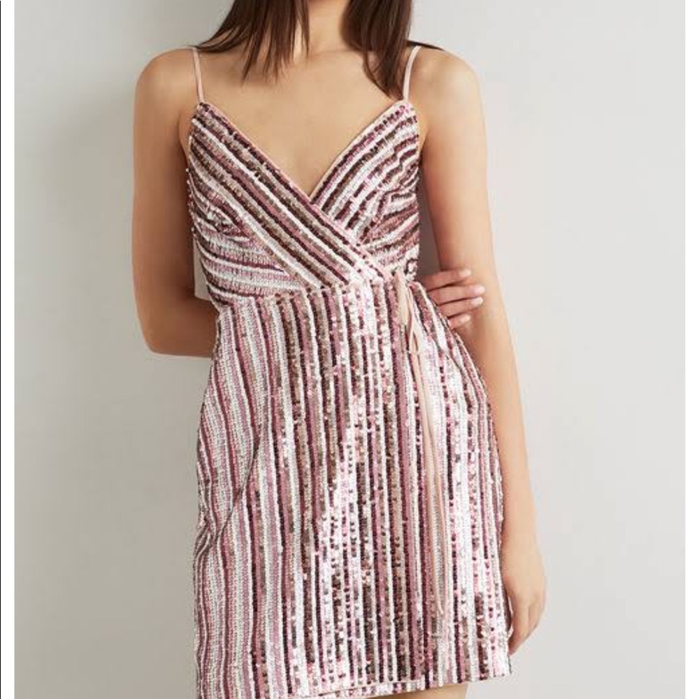 New BCBGMaxazria Sequin Wrap Dress - Picture 9 of 11